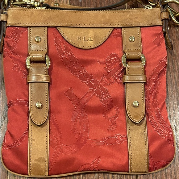 Ralph Lauren Red and Tan Crossbody Bag - Picture 3 of 11